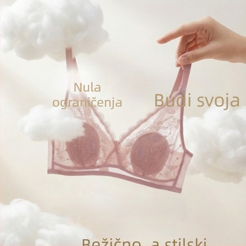 Novi grudnjak velikog formata od svile za žene s plus veličine, bočno skupljanje prsa, šalice s ušima zeca, francuski stil, vizualno smanjuje veliki bust