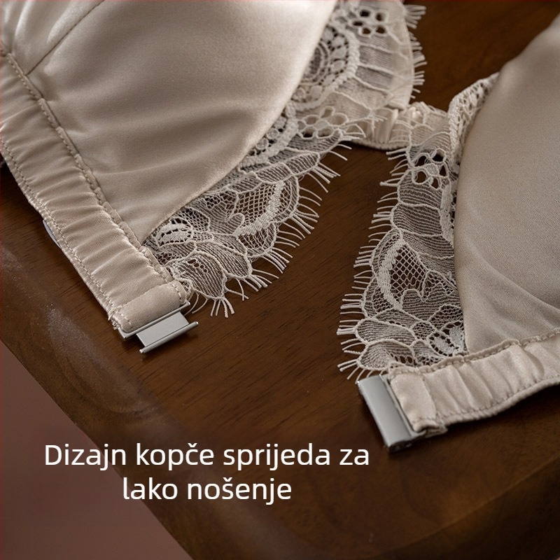 Fruit Love Svila od dudova s Eyelash čipkom, trokutaste košarice, V-izrez, križni stražnji dio i prednje zatvaranje