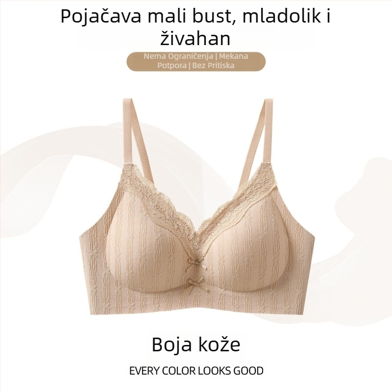 Ljetni novi grudnjak od mulberry svile, bežični, čipkasti, za žene, push-up za male prsa, bezšiven, tanak i prozračan