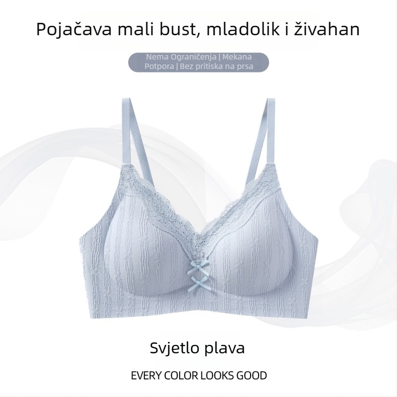 Ljetni novi grudnjak od mulberry svile, bežični, čipkasti, za žene, push-up za male prsa, bezšiven, tanak i prozračan