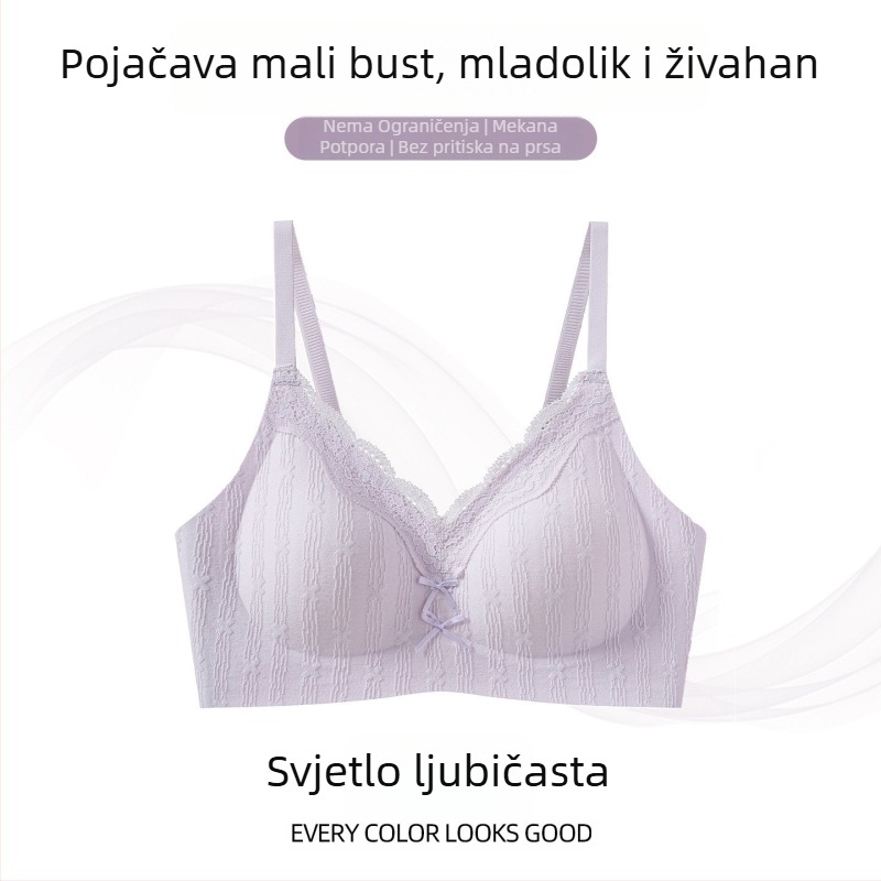 Ljetni novi grudnjak od mulberry svile, bežični, čipkasti, za žene, push-up za male prsa, bezšiven, tanak i prozračan