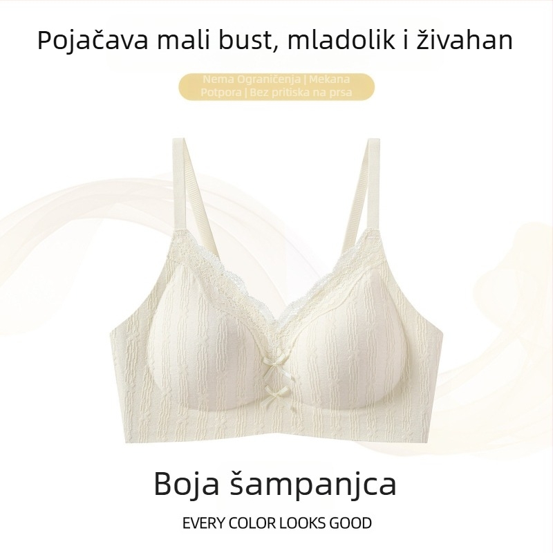 Ljetni novi grudnjak od mulberry svile, bežični, čipkasti, za žene, push-up za male prsa, bezšiven, tanak i prozračan