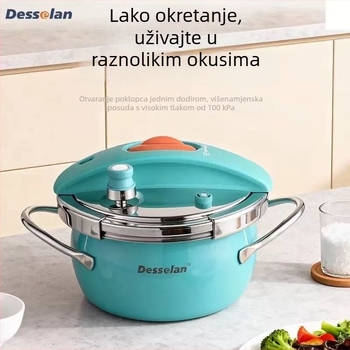 Desenlang posuda za kuhanje pod pritiskom od nehrđajućeg čelika s šarenom emajlom, 3,5 L, pet slojeva dna, pogodna za plin i indukciju