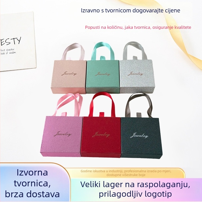 Kutija za pakiranje nakita s prijenosnim ladicom u šest boja, minimalističkog stila, za ogrlice i sitne dodatke