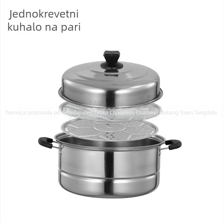 Tri-slojni lonac za parenje od nehrđajućeg čelika, promjer 32 cm, kućna uporaba, velika kapaciteta, višeslojni parni lonac