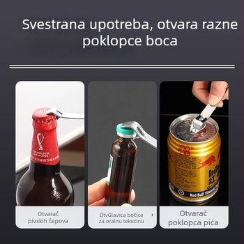 Višefunkcionalni prijenosni otvarač za čepove boca, za pivo i lijekove