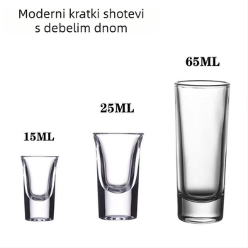 Stakleni set čaša za alkoholna pića s debelim dnom, za kućnu upotrebu — male čaše za vino i koktele