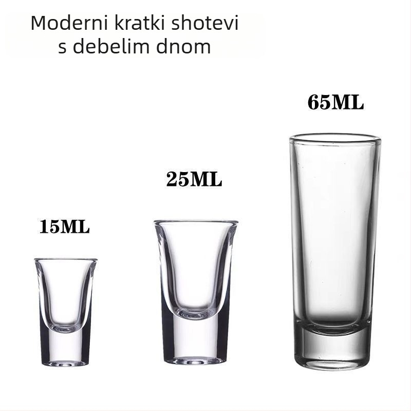 Stakleni set čaša za alkoholna pića s debelim dnom, za kućnu upotrebu — male čaše za vino i koktele