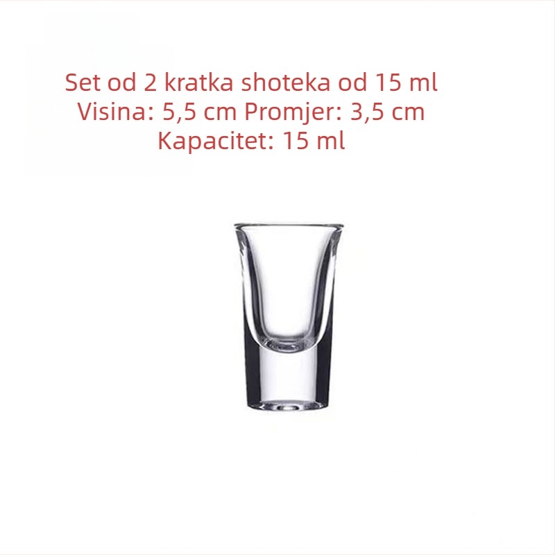 Stakleni set čaša za alkoholna pića s debelim dnom, za kućnu upotrebu — male čaše za vino i koktele