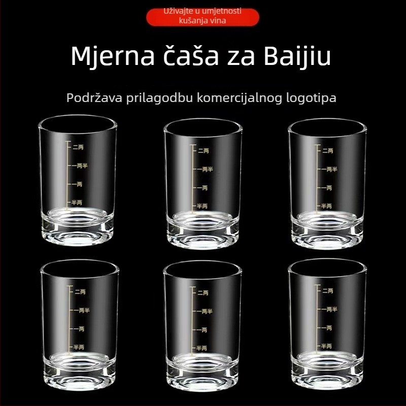 Gradirani baijiu čaša, kapacitet 100 ml, staklena čaša za liker