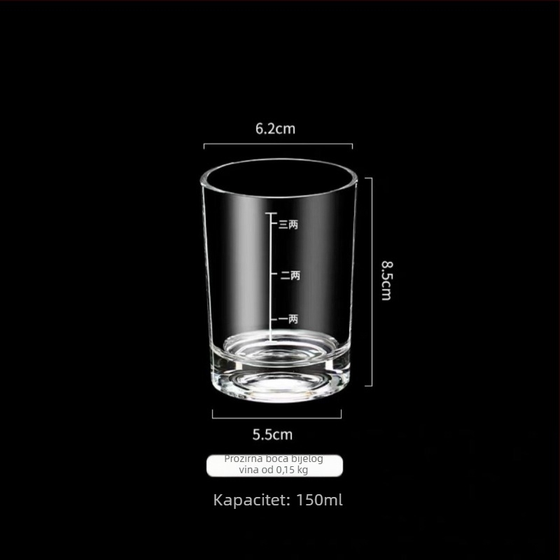 Gradirani baijiu čaša, kapacitet 100 ml, staklena čaša za liker
