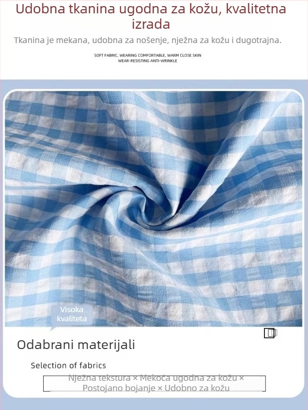 Ženska plava karirana midi suknja, visoki pas, svestrana, svježa i nježna