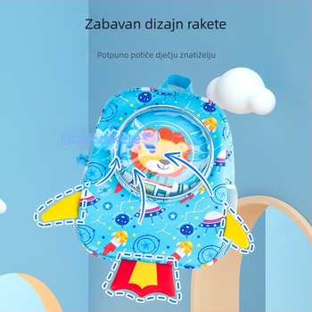 Dječji ruksak s karikaturom rakete, protiv gubitka, za djecu 3–6 godina