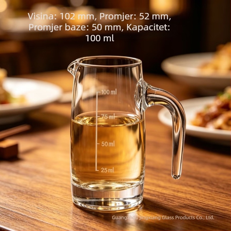 Stakleni dekanter za alkohol, 100 ml, kompaktan za kućnu upotrebu, s oznakama mjerenja, nordijskog stila