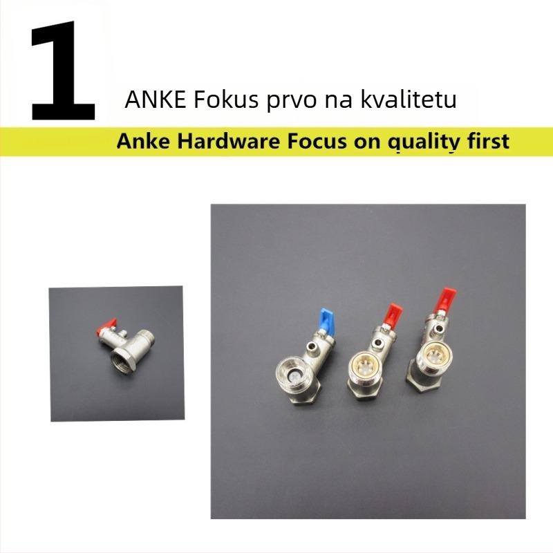 Bakrena sigurnosna ventila za bojler, 1/2-inčni priključak, ventil za oslobađanje tlaka i odvodni ventil za električne i solarne bojlere