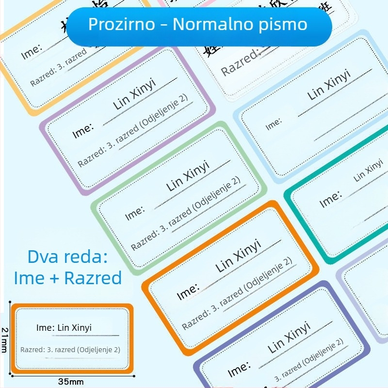 Dječje naljepnice s imenima i brojem razreda, vodootporne oznake za vrtić i osnovnu školu, prilagodljive