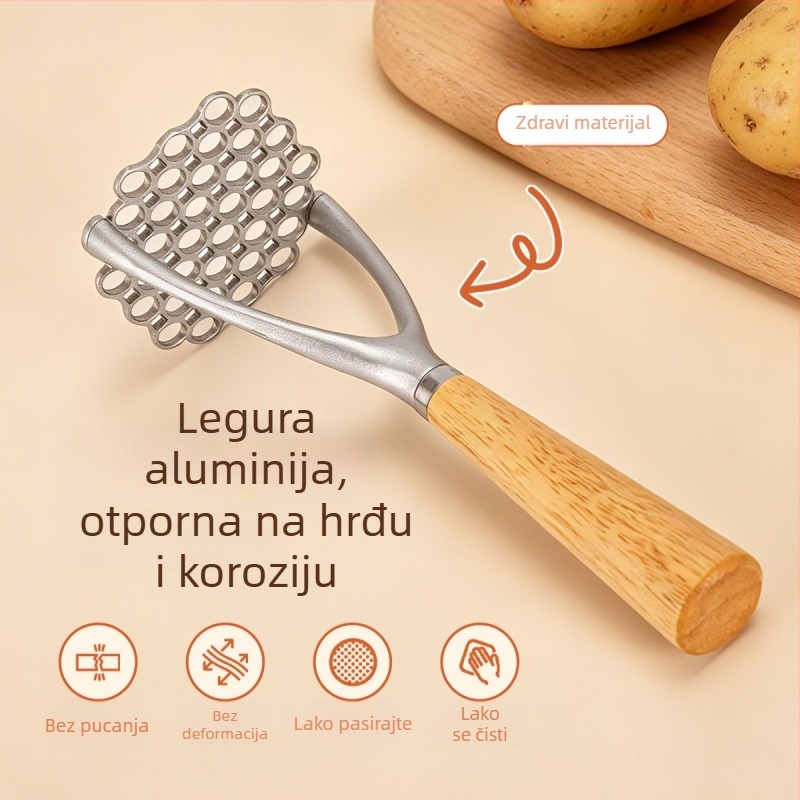 Preša za krumpire od debelog aluminijskog legura, za kućnu upotrebu, kompaktni ručni kuhinjski alat za gnječenje krumpira i pripremu hrane za bebe