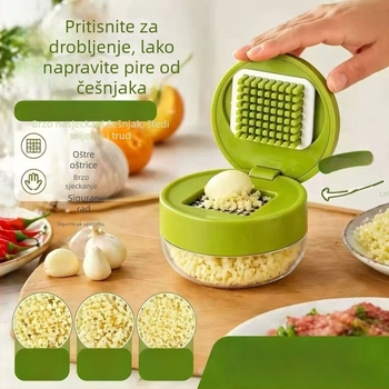Ručna presa za češnjak s spremnikom za pohranu, mini drobilica češnjaka i orašastih plodova, alat za pastu od češnjaka, kuhinjski alat za češnjak