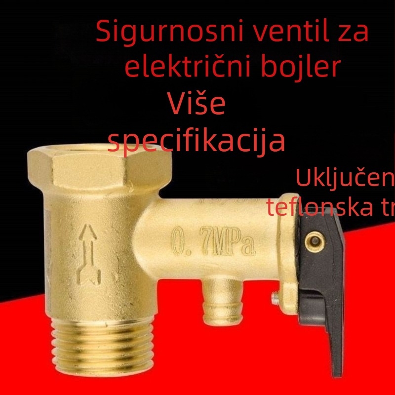 Cjelokupno bakreno, debljano, 1/2-inčni električni bojler vent za otpuštanje tlaka, sigurnosni ventil, redukcijski ventil, jednosmjeran provjeravajući ventil