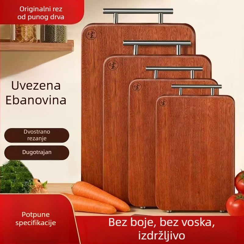 Daska za rezanje od ebonovog drveta, čvrsta, dvostrana, kućna upotreba, protuklizna