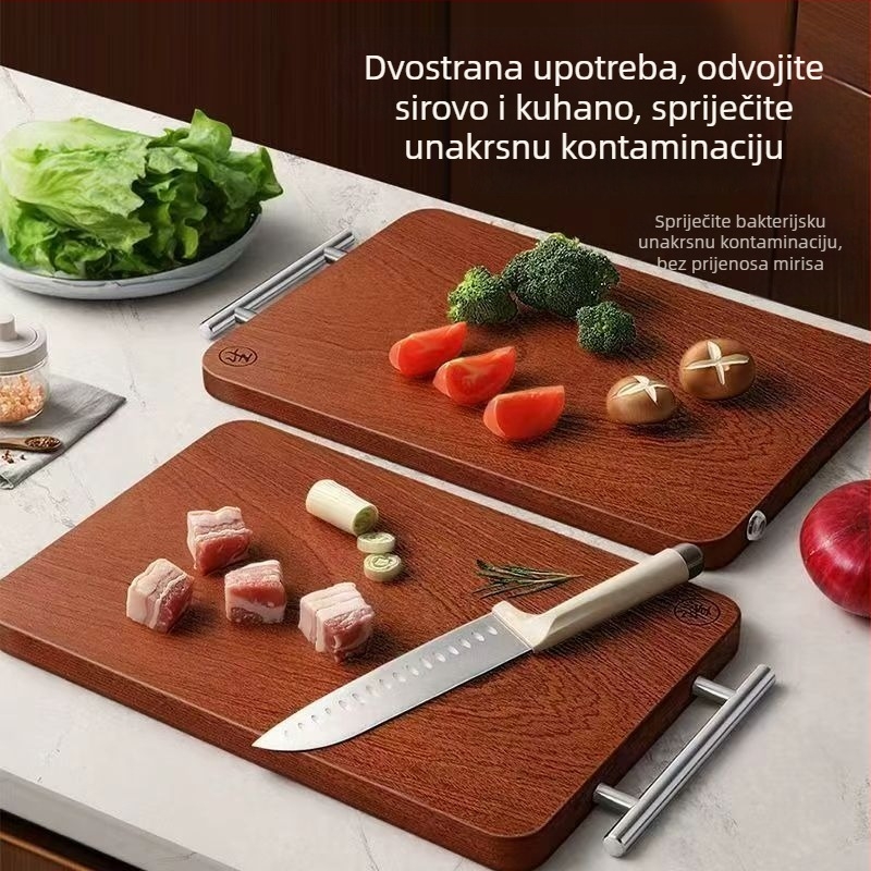 Daska za rezanje od ebonovog drveta, čvrsta, dvostrana, kućna upotreba, protuklizna