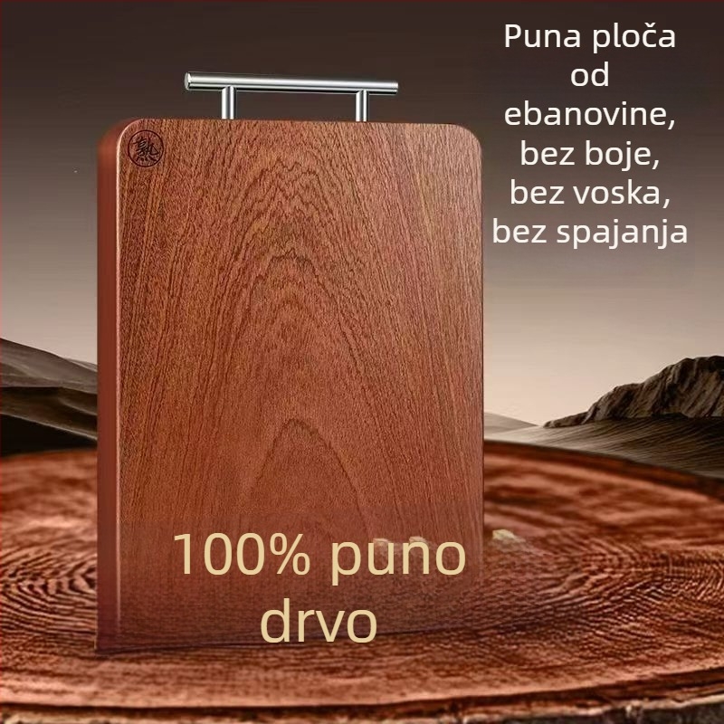 Daska za rezanje od ebonovog drveta, čvrsta, dvostrana, kućna upotreba, protuklizna