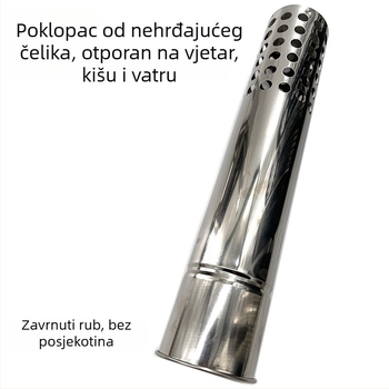 Nehrđajući čelični dimnjak s koljenom za sprečavanje iskri za kampiranje na otvorenom – kapica otporna na vjetar i kišu, pribor za šator