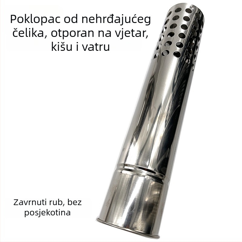 Nehrđajući čelični dimnjak s koljenom za sprečavanje iskri za kampiranje na otvorenom – kapica otporna na vjetar i kišu, pribor za šator