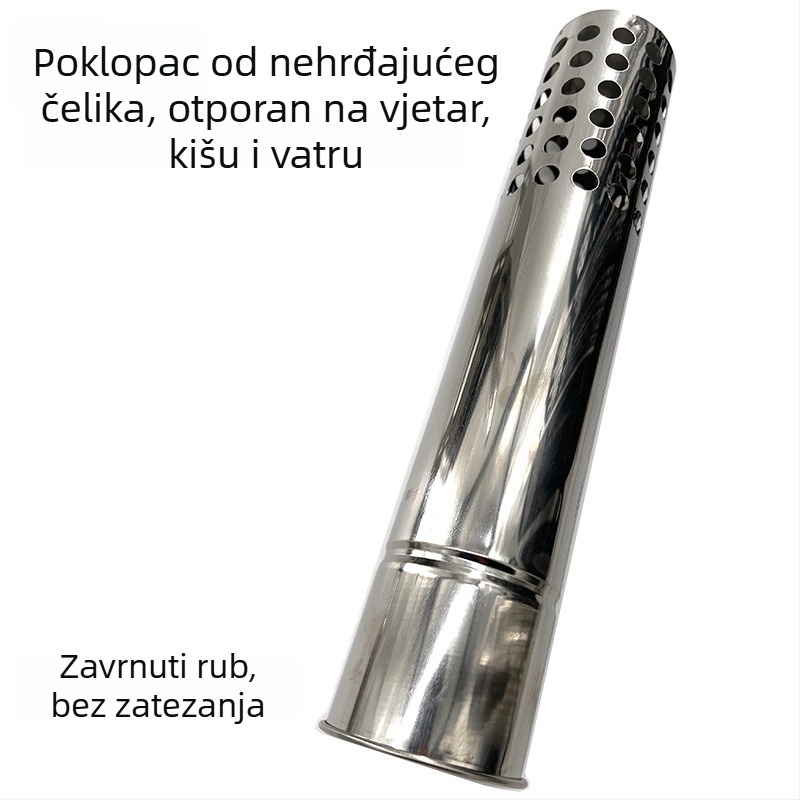 Nehrđajući čelični dimnjak s koljenom za sprečavanje iskri za kampiranje na otvorenom – kapica otporna na vjetar i kišu, pribor za šator