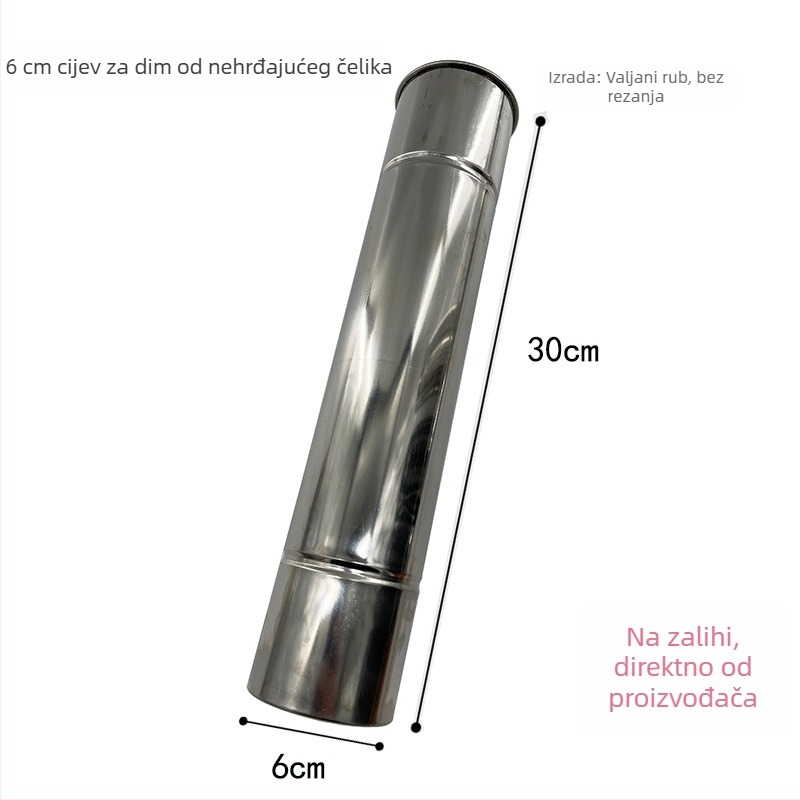 Nehrđajući čelični dimnjak s koljenom za sprečavanje iskri za kampiranje na otvorenom – kapica otporna na vjetar i kišu, pribor za šator