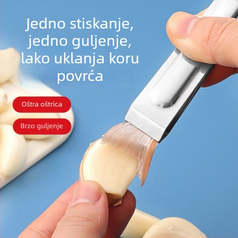 Klip za oljuštenje češnjaka od nehrđajućeg čelika, kućanski alat za brzo ljuštenje velikih češnjaka