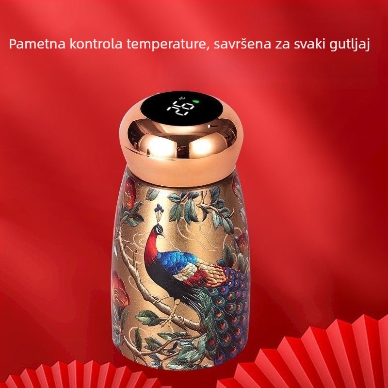 Mini termos od 316L nehrđajućeg čelika s prikazom temperature, moderan dizajn, prijenosan, veličine džepa