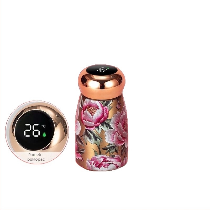 Mini termos od 316L nehrđajućeg čelika s prikazom temperature, moderan dizajn, prijenosan, veličine džepa