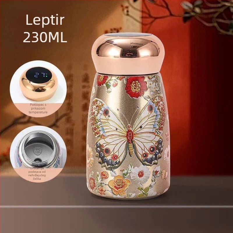 Mini termos od 316L nehrđajućeg čelika s prikazom temperature, moderan dizajn, prijenosan, veličine džepa
