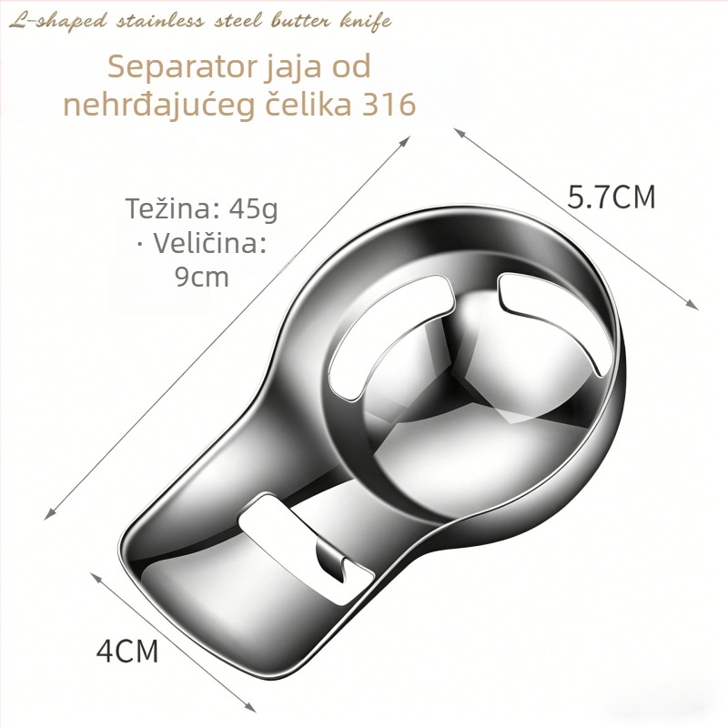Separator bjelanjka i žumanjka od nehrđajućeg čelika 316 — klips na rub zdjele, kuhinjski gadget