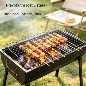 Rešetka za roštilj od nehrđajućeg čelika, debela i ojačana, četvrtasta rešetka za pećnicu, za kampiranje na otvorenom