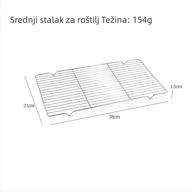 Rešetka za roštilj od nehrđajućeg čelika, debela i ojačana, četvrtasta rešetka za pećnicu, za kampiranje na otvorenom