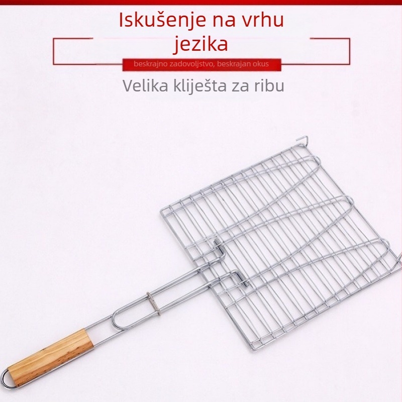 Velike štipaljke za ribu za roštilj i debela mreža za roštilj od nehrđajući čelika, za kućnu upotrebu