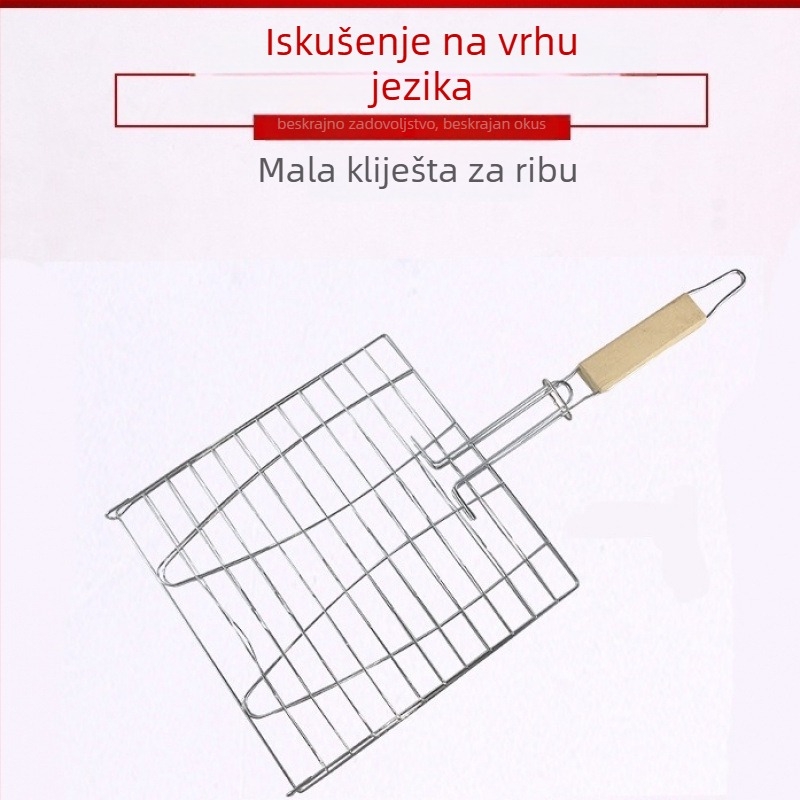 Velike štipaljke za ribu za roštilj i debela mreža za roštilj od nehrđajući čelika, za kućnu upotrebu