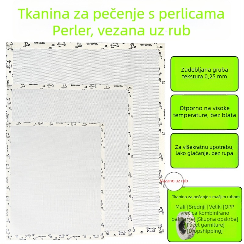 Ručna krpa za glačanje fusibilnih perlica, s ušivenim rubovima, ultradebela 0,25 mm, bez rupa, gruba tekstura