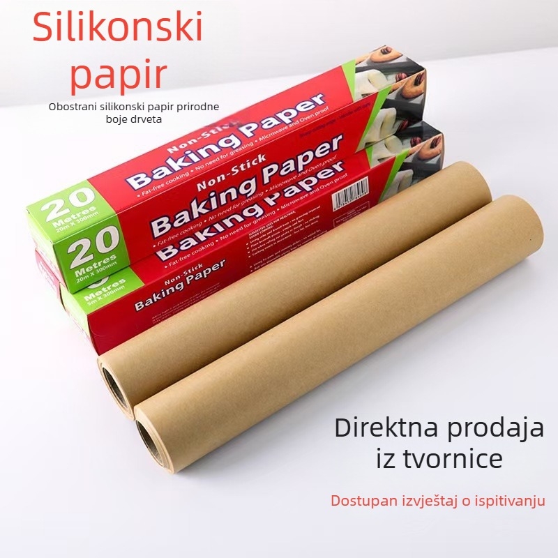 Pek papir s premazom od silikona, prirodna drvena boja, žuti kraft papir za pečenje i upijanje masnoće