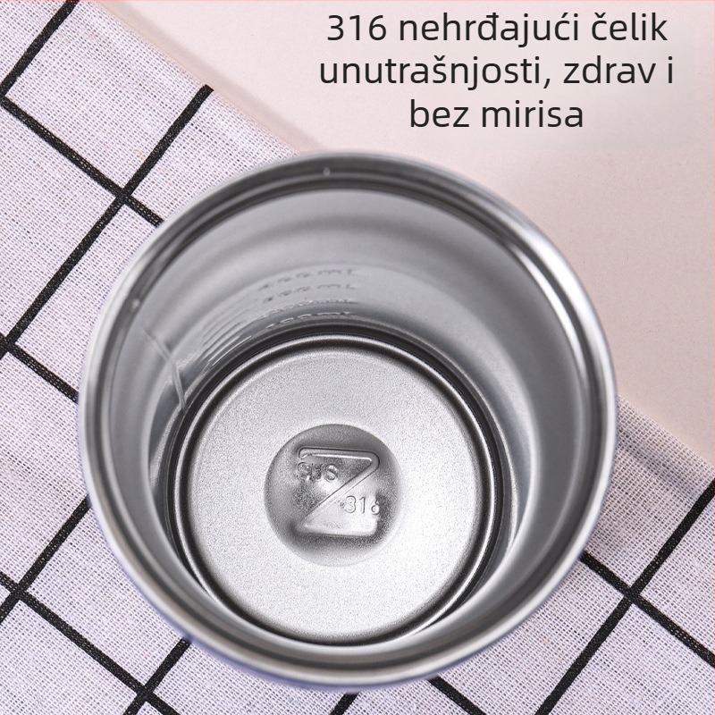 Nova prijenosna čaša od nehrđajućeg čelika za automobil, velika zapremina, čaša za izravno piće uz slamku, elegantan dizajn