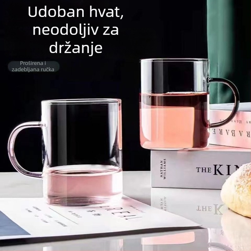 Čaša od borosilikatnog stakla s držačem, velika kapacitet čaja i piva, otporna na visoke temperature, za kućnu upotrebu