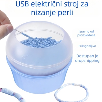 USB električna mašina za nanošenje perlica s automatskim navlačenjem — za perle od riže i perle od mekane gline, DIY set za izradu nakita