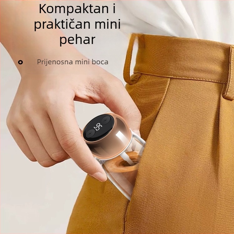 Mini shaker za proteine s prikazom temperature, Tritan materijal, posuda za mlijeko u prahu s mogućnošću ponovnog punjenja
