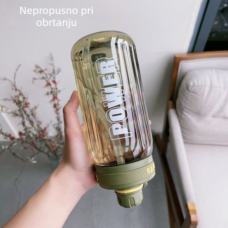 Sportska boca za vodu s velikim kapacitetom i slamkom — prijenosna, otporna na padove, za ljeto