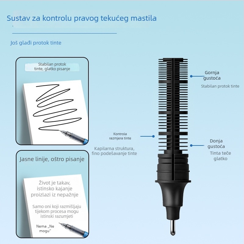 Izravna tekuća gel rollerball olovka 0,5 mm, velika kapaciteta, idealna za ispite, pisanje i potpisivanje