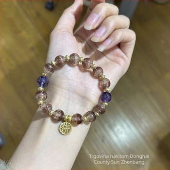 Ručni rad narukvica s šarenim staklenim privjescima, zlatna folija i Heart Sutra perle, etnički stil, unisex, 10 mm perle