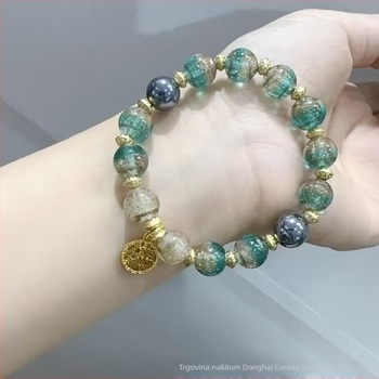 Ručni rad narukvica s šarenim staklenim privjescima, zlatna folija i Heart Sutra perle, etnički stil, unisex, 10 mm perle