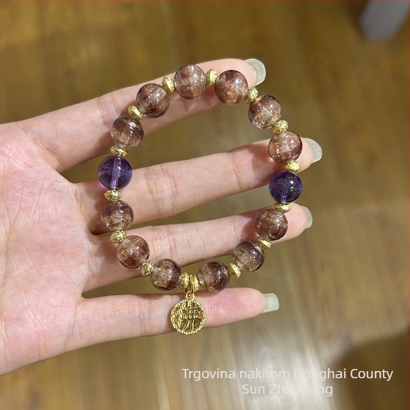 Ručni rad narukvica s šarenim staklenim privjescima, zlatna folija i Heart Sutra perle, etnički stil, unisex, 10 mm perle